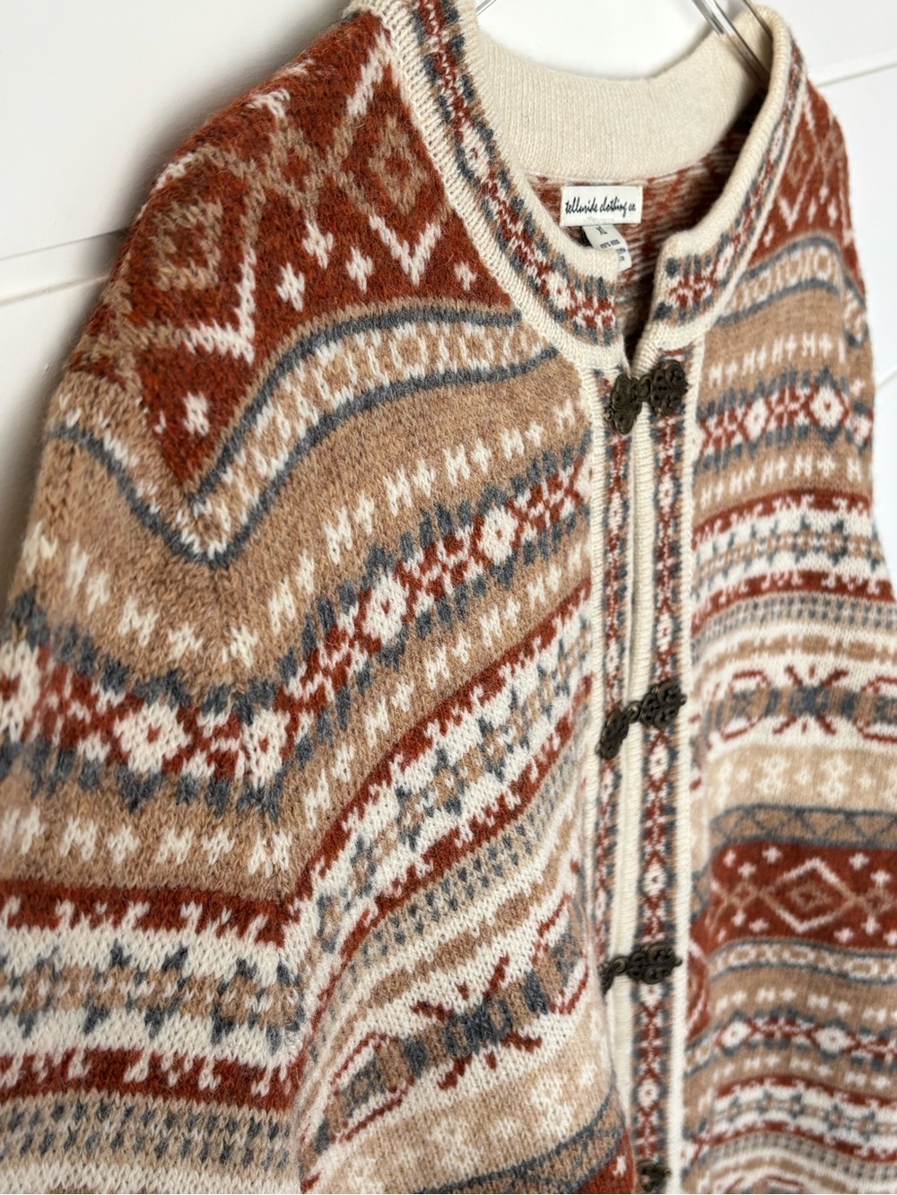Telluride Clothing Co. 100% Wool Fair Isle Cardigan Sweater Women's XL - Picture 9 of 13